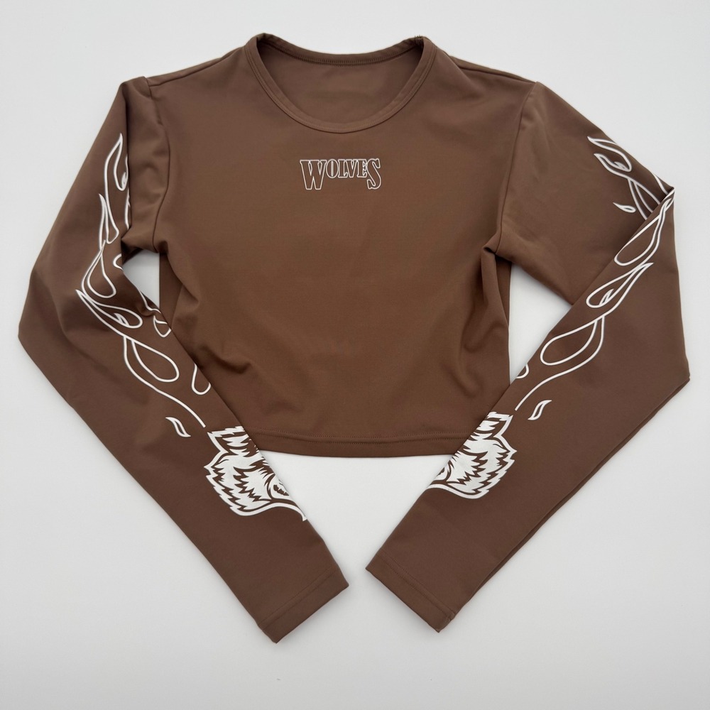 Darc Sport Wolves Brown Long Sleeve Limited‎ Eternal Flame Gym Shirt She Small